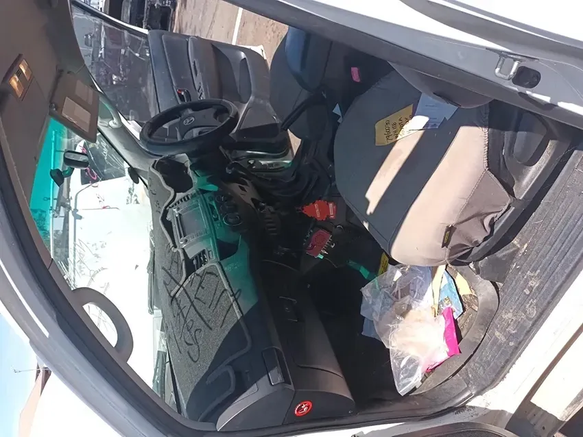 The Inside of a White Truck With a Steering Wheel and Seats — South West 4WD Wreckers In Brisbane, QLD