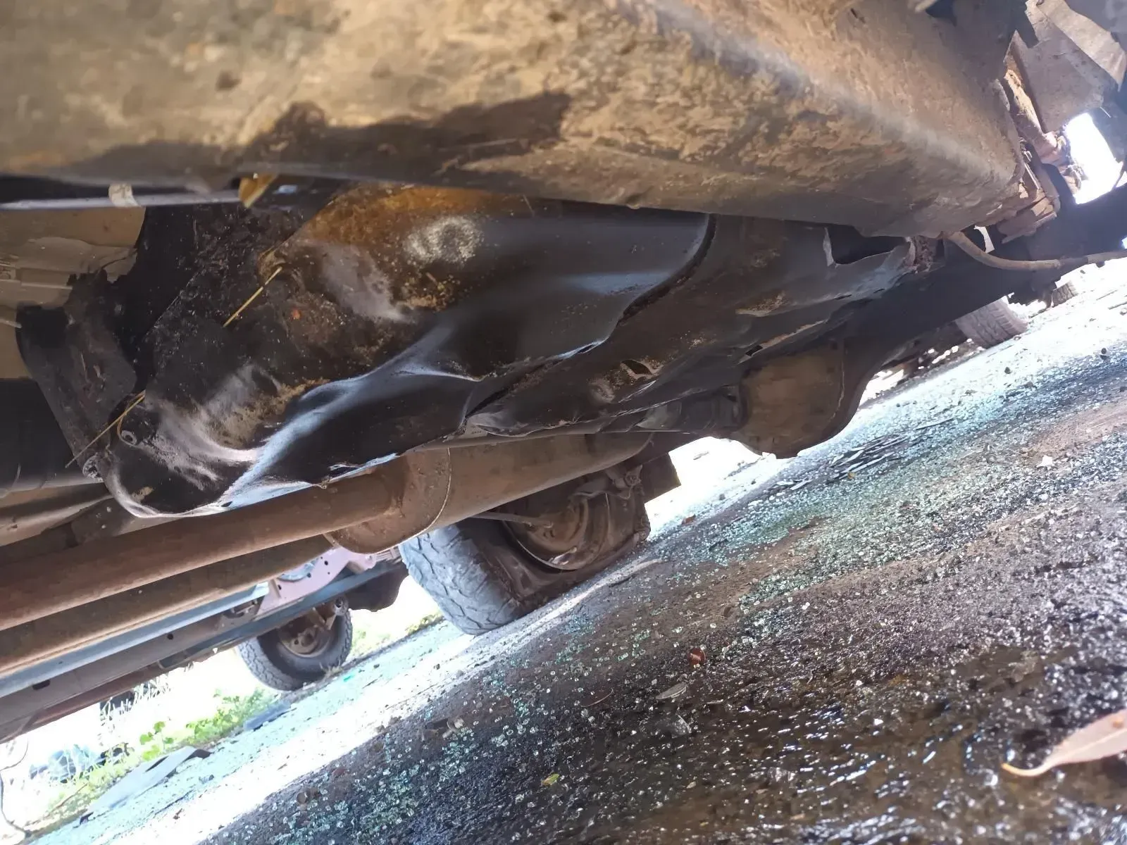 Underside View of a Vehicle Showing Black Undercarriage Components — South West 4WD Wreckers In Brisbane, QLD