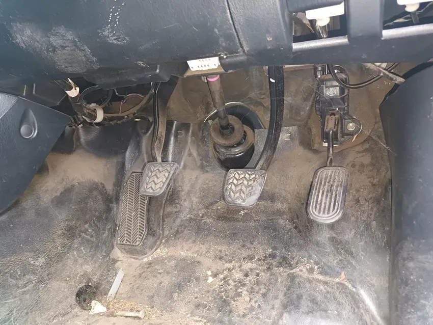 The Pedals of a Car Are Dirty and Covered in Dirt — South West 4WD Wreckers In Brisbane, QLD
