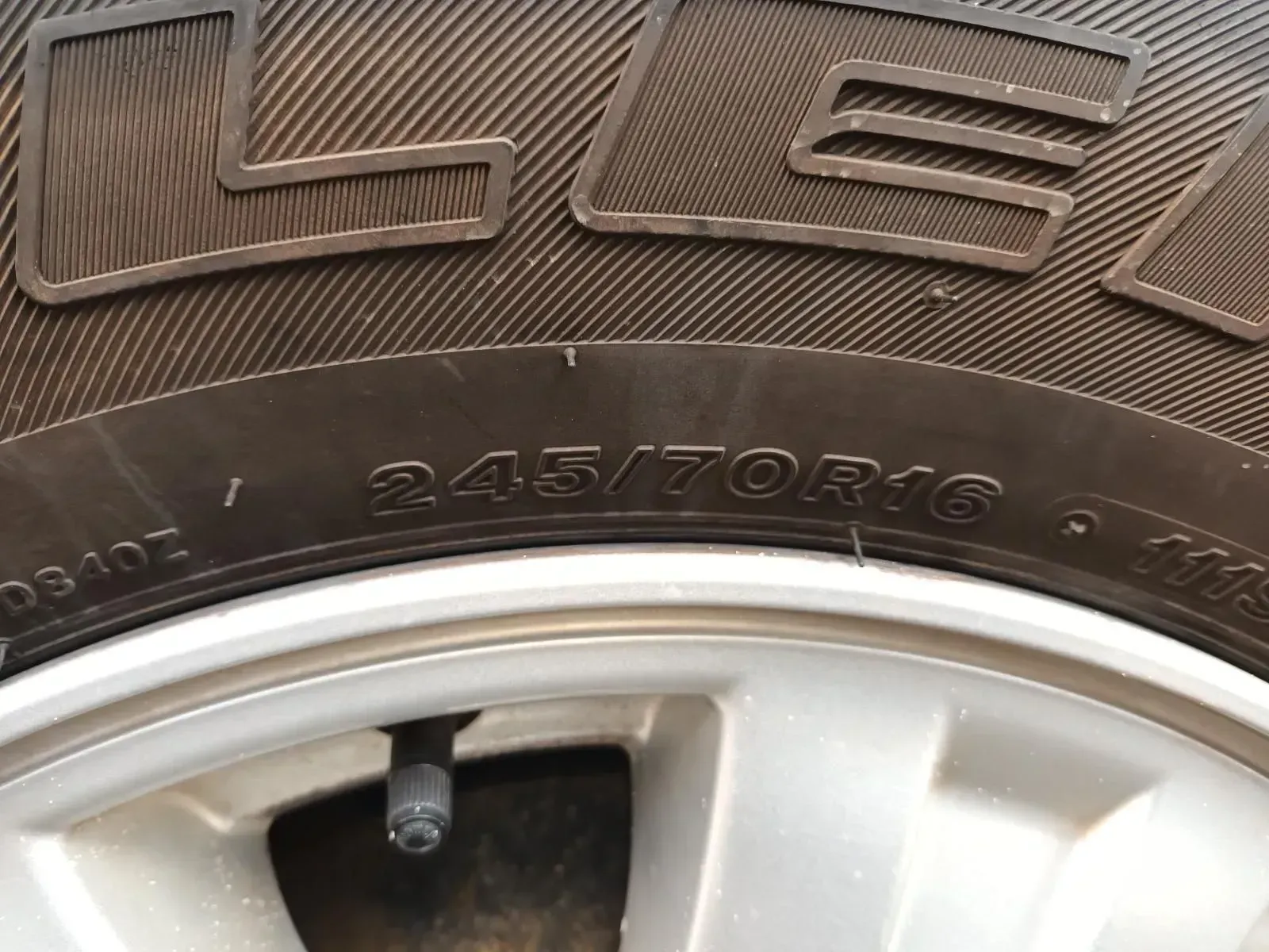 Close-up of a Tyre With the Size Marking 245/70r16 Visible on the Sidewall — South West 4WD Wreckers In Brisbane, QLD
