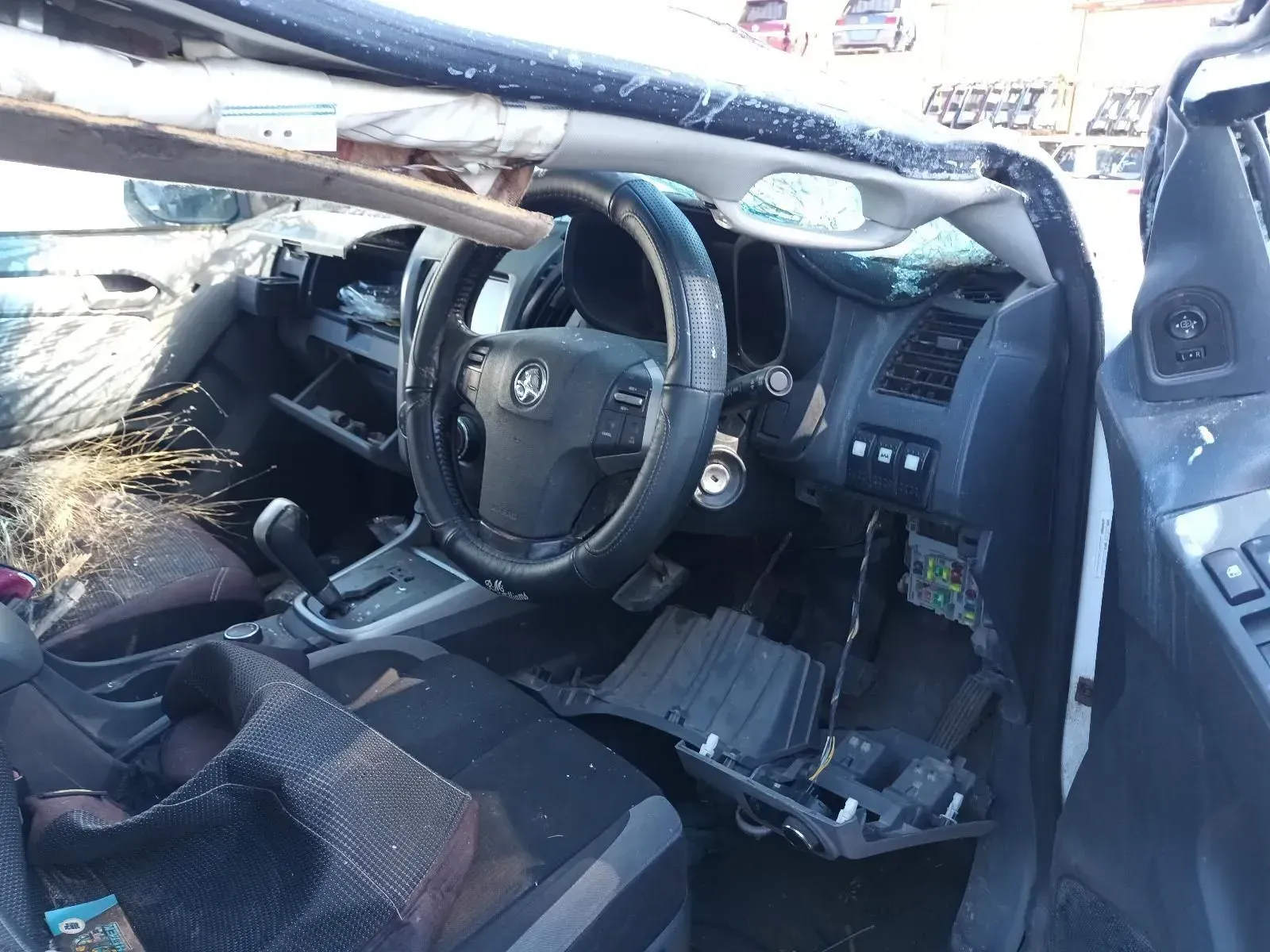 Interior of a Severely Damaged White — South West 4WD Wreckers In Brisbane, QLD