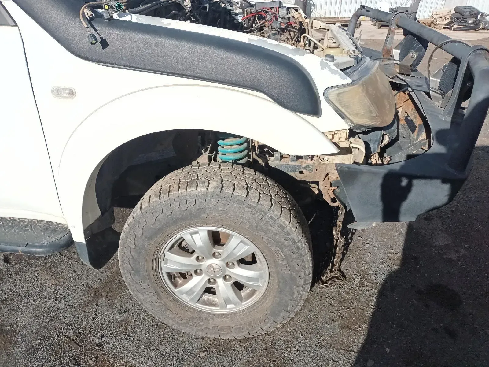White Pickup Truck, Damaged Front End, Missing Parts — South West 4WD Wreckers In Brisbane, QLD