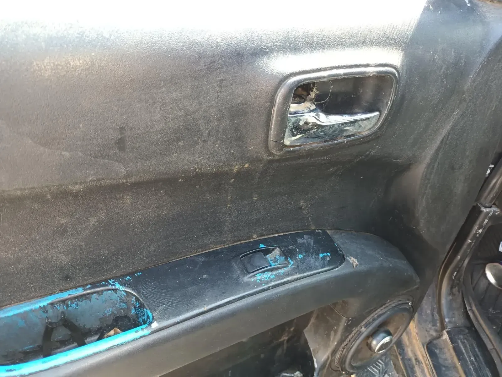 Black Car Door Interior; Handle Damaged and Peeling Paint — South West 4WD Wreckers In Brisbane, QLD