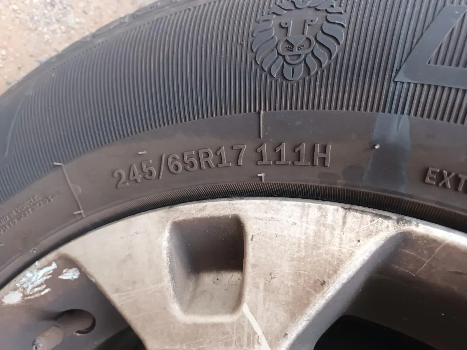 Close-up of a Tyre With Size Details — South West 4WD Wreckers In Brisbane, QLD