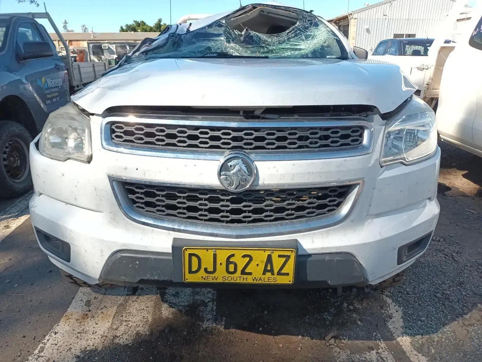 Damaged Silver Holden Colorado Truck With Smashed Windshield — South West 4WD Wreckers In Brisbane, QLD