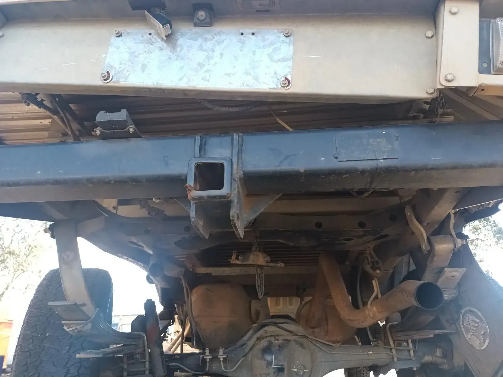 Underside of a Truck Bed Showing a Black Trailer Hitch — South West 4WD Wreckers In Brisbane, QLD