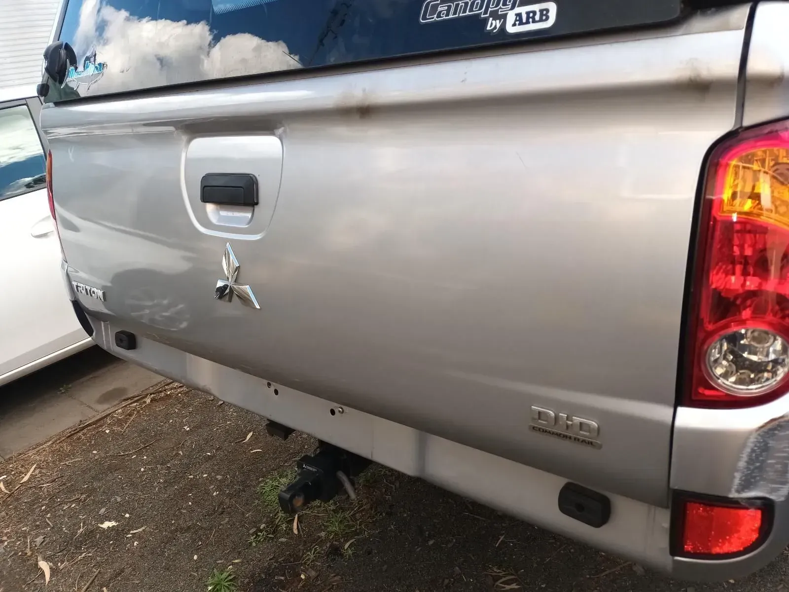 Silver Mitsubishi Triton Truck Bed With Tailgate, Taillight, and Bumper — South West 4WD Wreckers In Brisbane, QLD