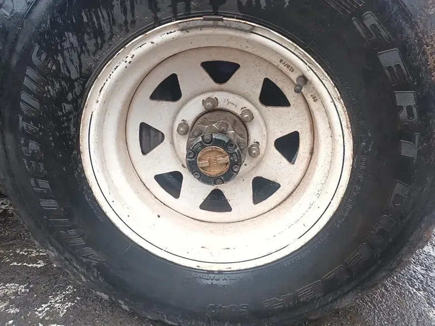 A Close Up of a Tire With a White Rim — South West 4WD Wreckers In Brisbane, QLD