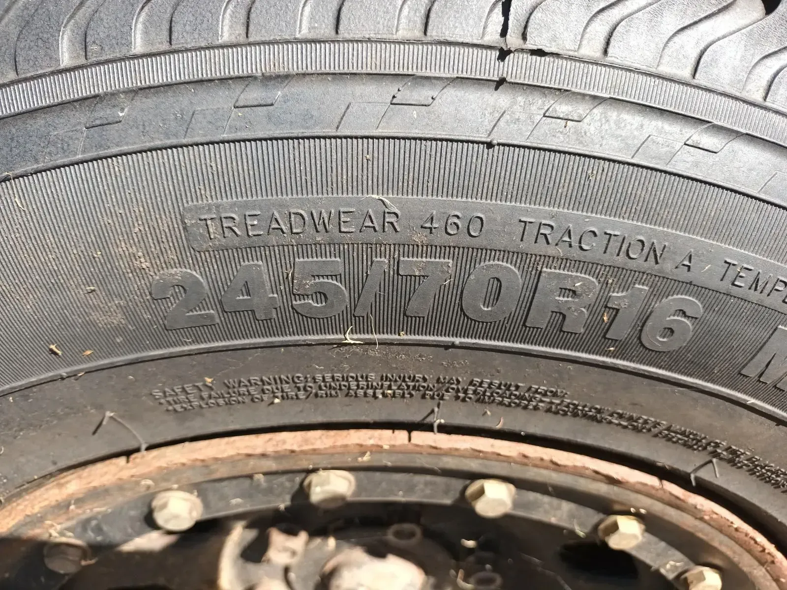 Close-up of a Tyre With the Size 245/70r16 Visible, Along With Treadwear — South West 4WD Wreckers In Brisbane, QLD