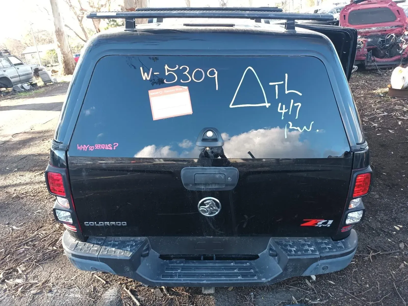 Black Holden Colorado Truck Bed With Canopy in a Salvage Yard — South West 4WD Wreckers In Brisbane, QLD