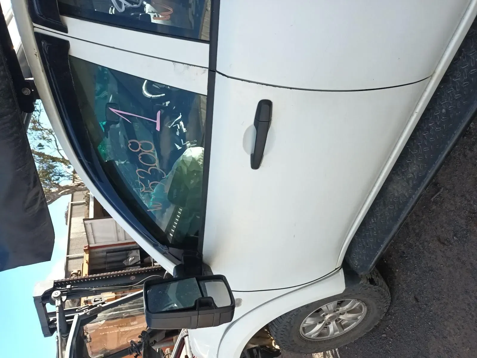White Truck Door With Handle, Side Mirror, and Window — South West 4WD Wreckers In Brisbane, QLD