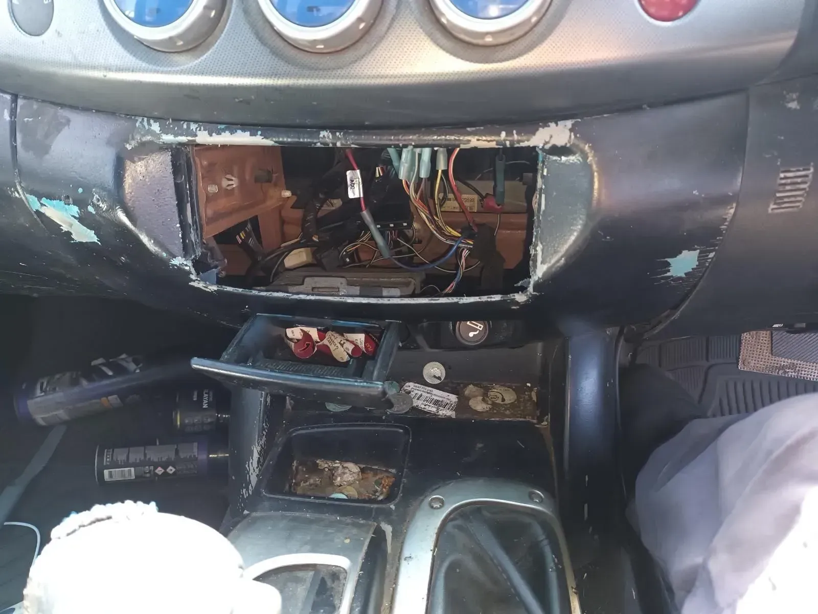 Dashboard Interior of a Vehicle With Damaged Center Console — South West 4WD Wreckers In Brisbane, QLD