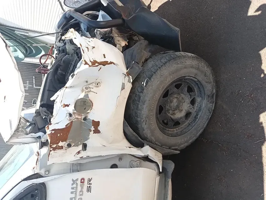 A White Car That Has Been Damaged by a Car Accident — South West 4WD Wreckers In Brisbane, QLD