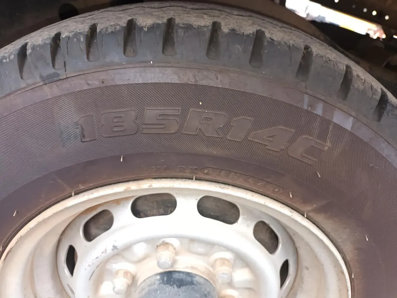 Close-up of a Truck Tyre With 185r14c Tyre Size Marking — South West 4WD Wreckers In Brisbane, QLD