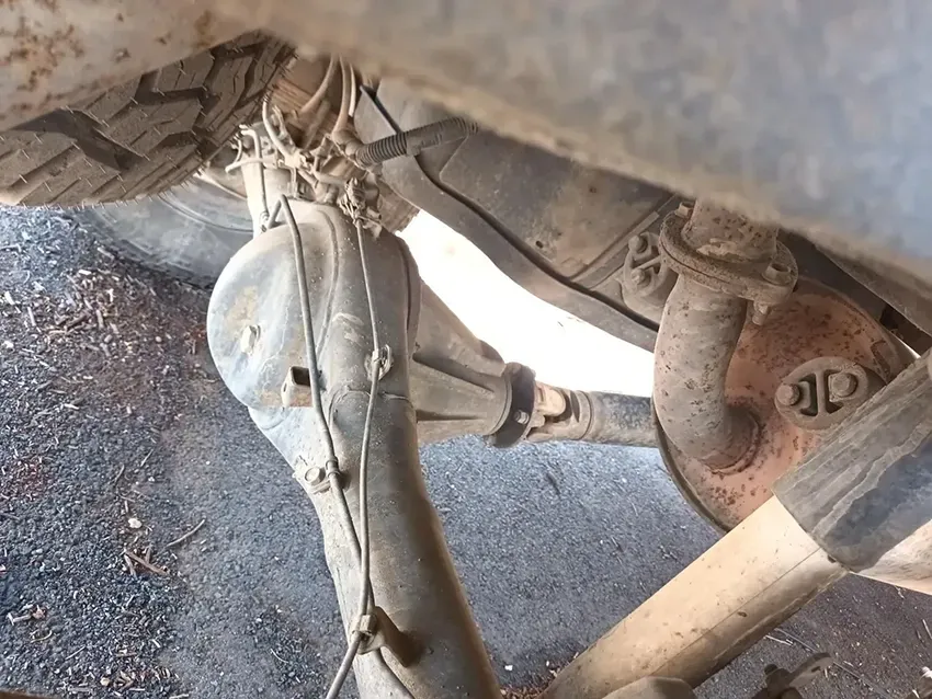 A Close Up of the Underside of a Truck 's Rear Axle — South West 4WD Wreckers In Brisbane, QLD
