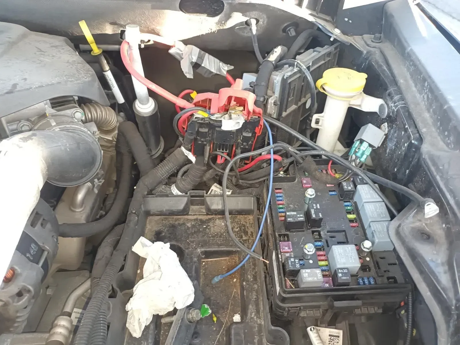 Engine Compartment With Battery, Fuse Box, and Wiring Visible — South West 4WD Wreckers In Brisbane, QLD
