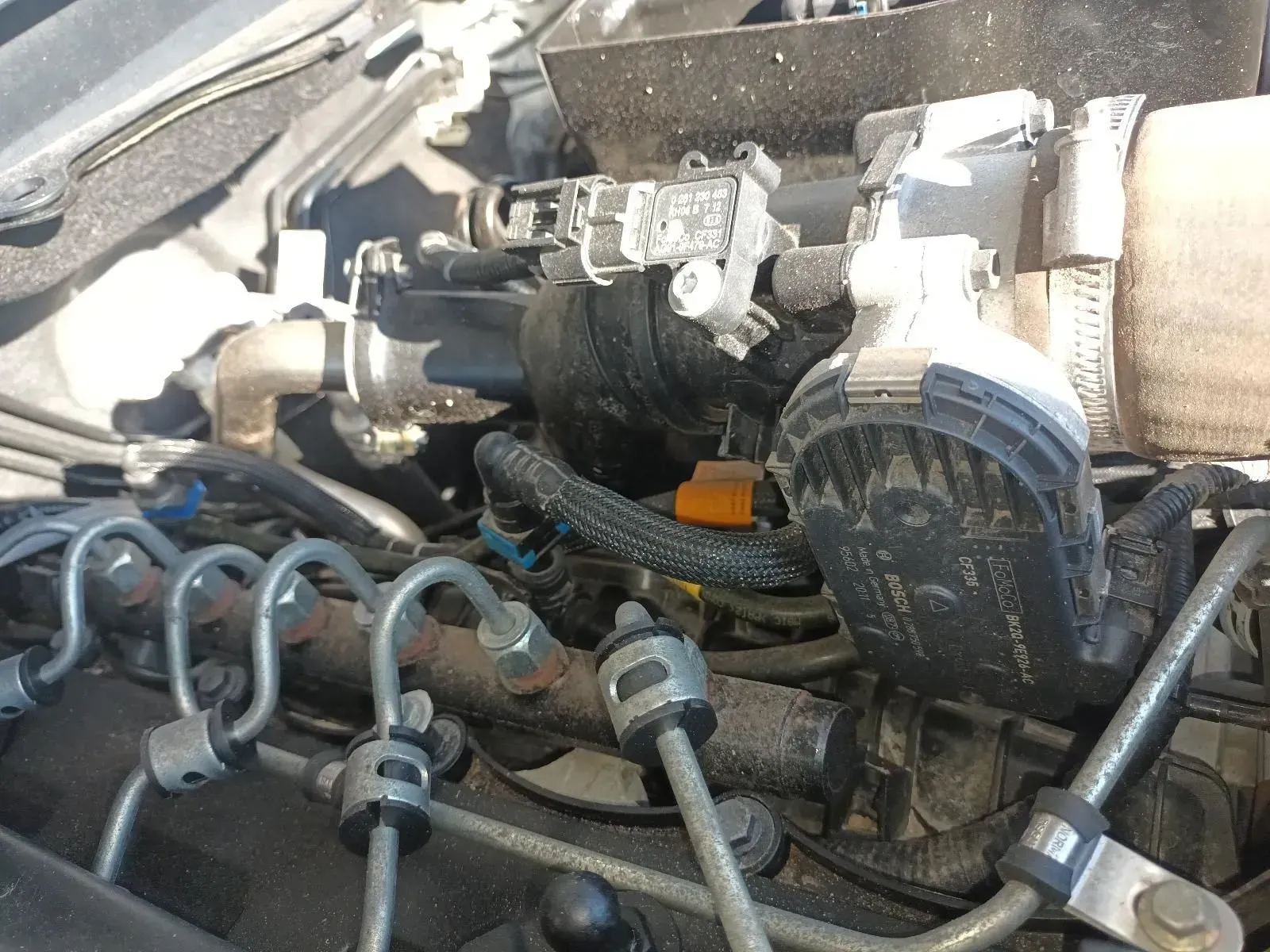 Engine Bay Detail: Fuel Lines, Hoses, and Components, Likely From a Vehicle — South West 4WD Wreckers In Brisbane, QLD