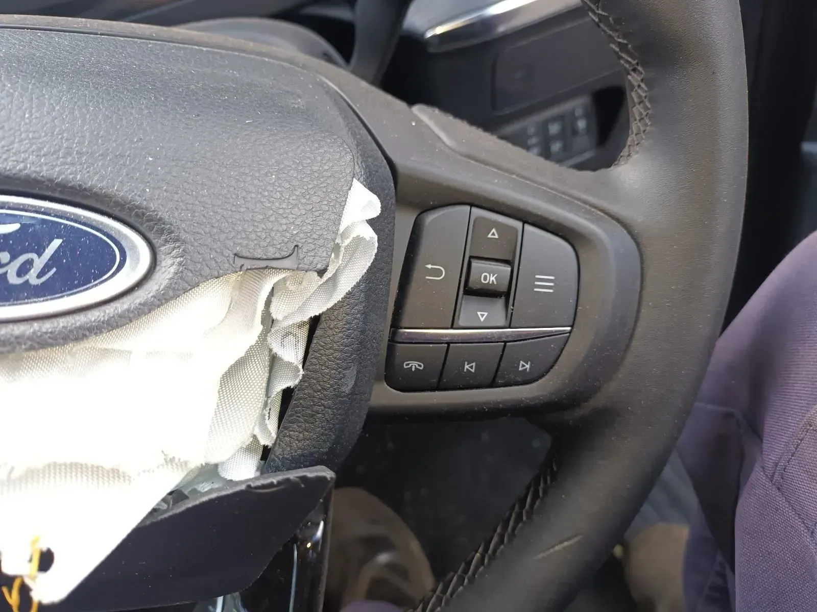 Damaged Ford Steering Wheel With Deployed Airbag — South West 4WD Wreckers In Brisbane, QLD