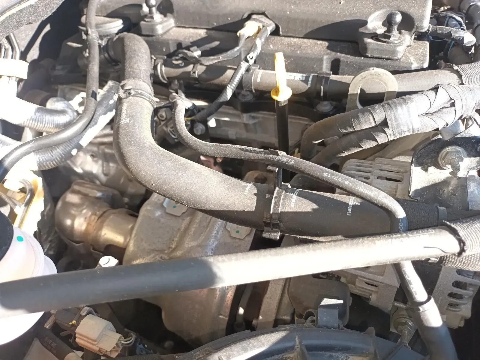 Car Engine Bay, With Hoses, Wires, and Components Visible — South West 4WD Wreckers In Brisbane, QLD