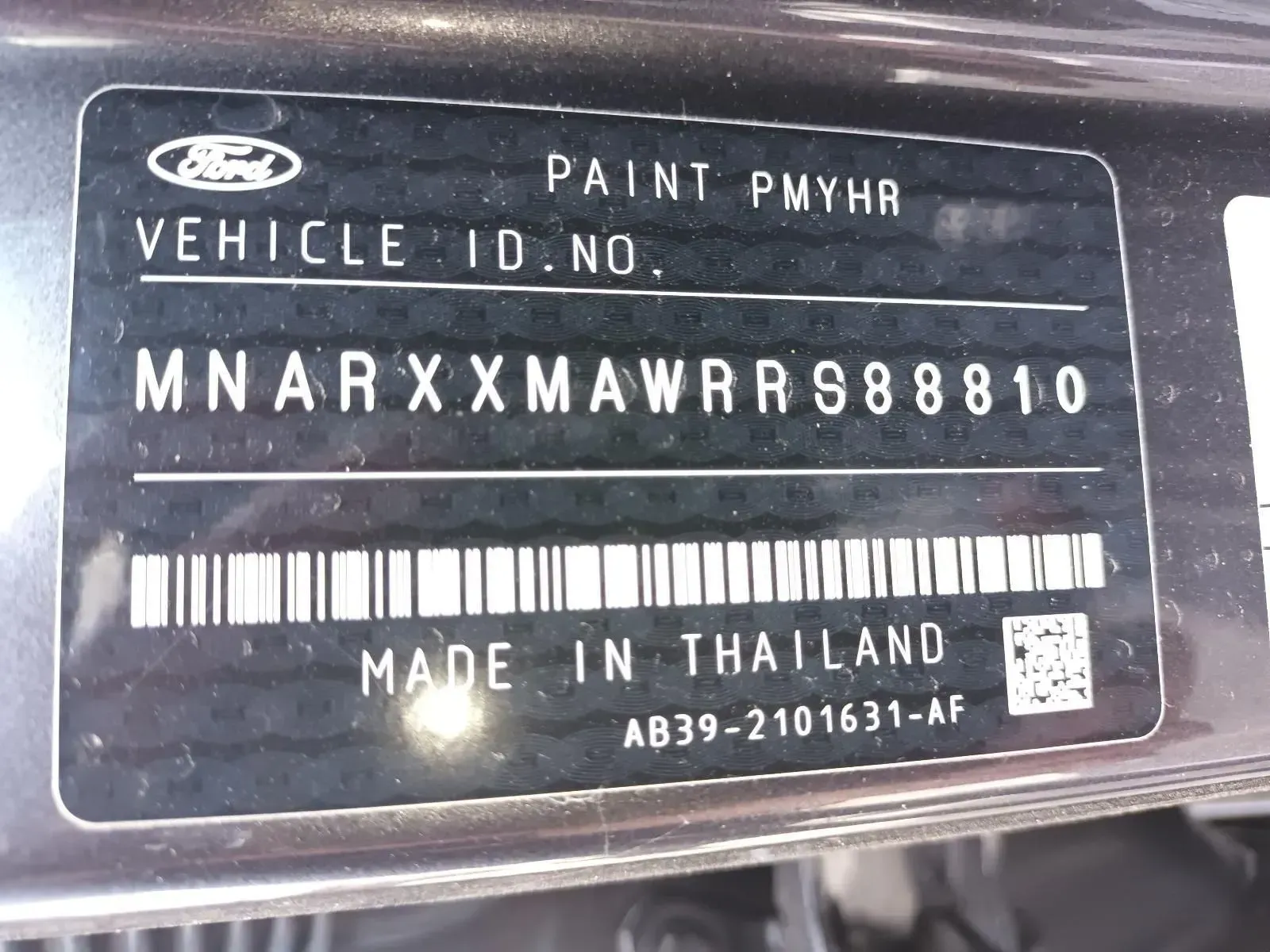Ford Vehicle Information Sticker With Vin — South West 4WD Wreckers In Brisbane, QLD