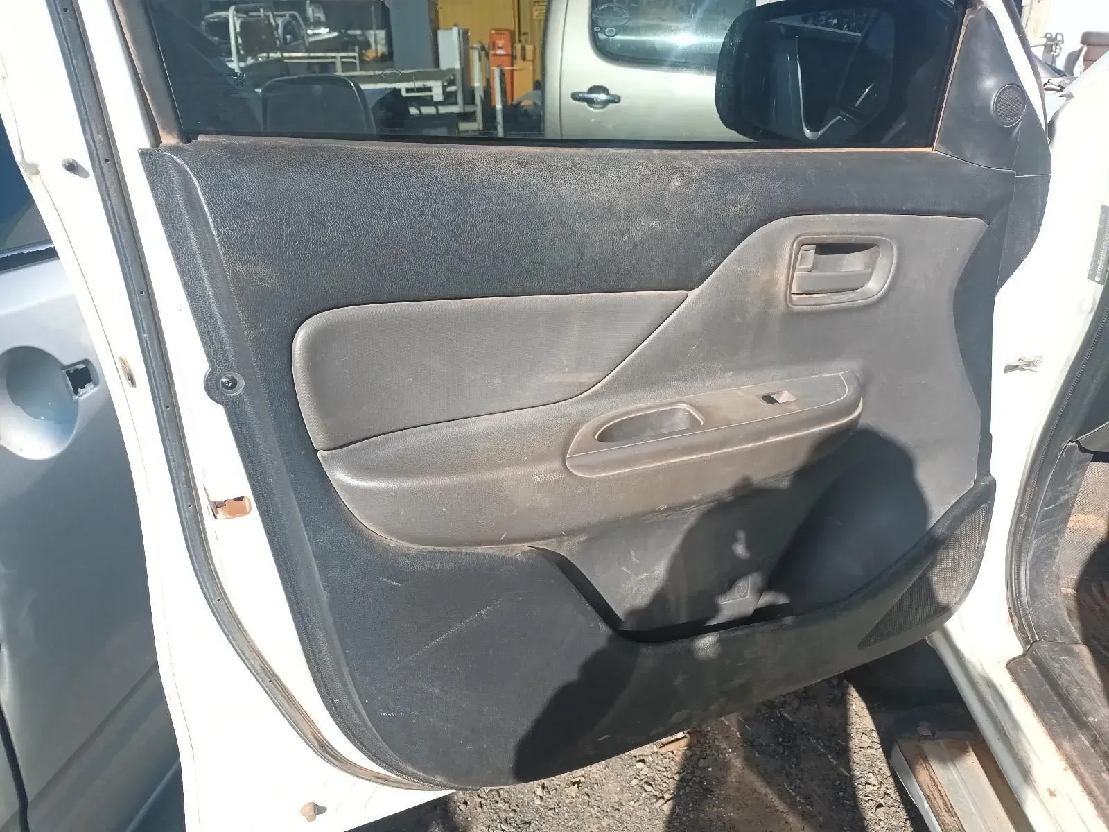 White Car Door Panel; Dark Grey Plastic, Handle — South West 4WD Wreckers In Brisbane, QLD