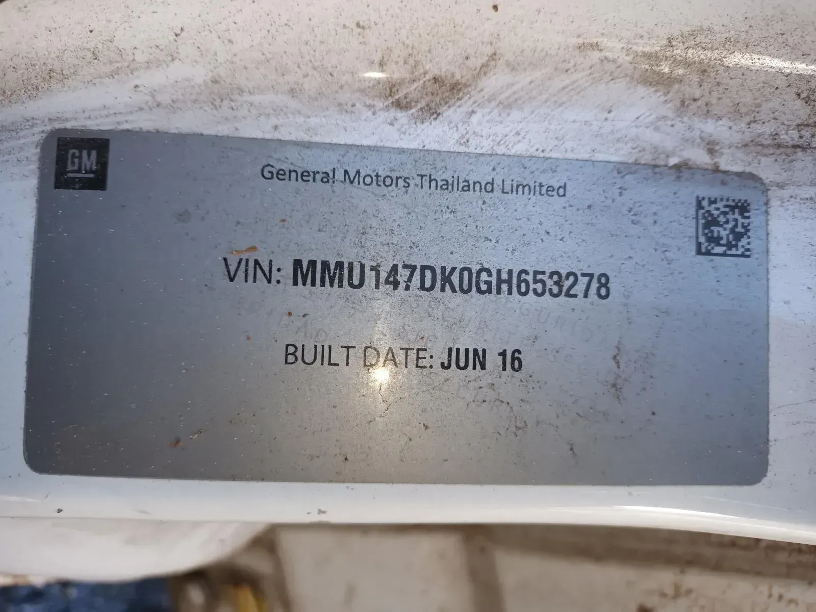 Vehicle Identification Plate From General Motors Thailand — South West 4WD Wreckers In Brisbane, QLD