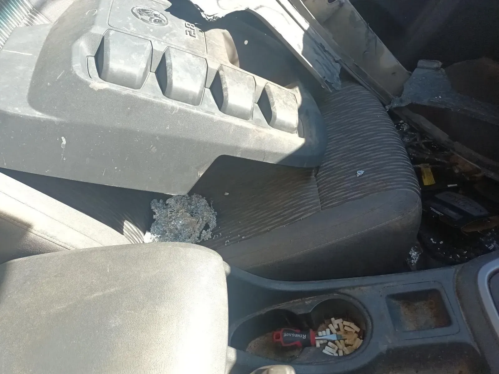 Interior of a Damaged Vehicle, Showing a Seat, Console, and Debris — South West 4WD Wreckers In Brisbane, QLD