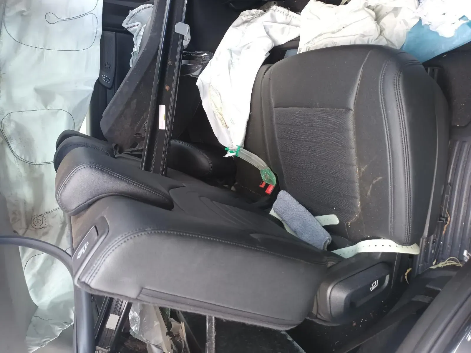 Car Interior With Deployed Airbags; Seat Damage is Visible — South West 4WD Wreckers In Brisbane, QLD
