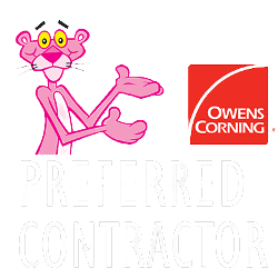 A logo for owens corning platinum preferred contractor