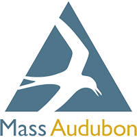 Mass Audubon logo with a white bird silhouette in a blue triangle and blue-gold text