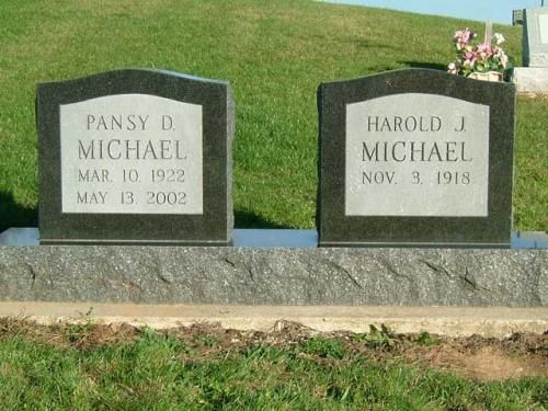 Two graves for pansy and harold michael in a cemetery