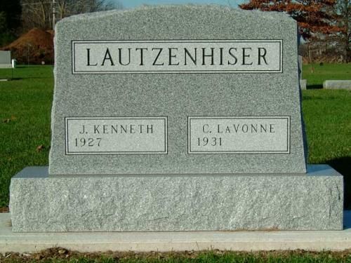 A gravestone with the name lautzenhiser on it