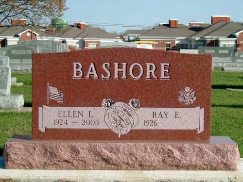 A gravestone in a cemetery with the name bashore on it