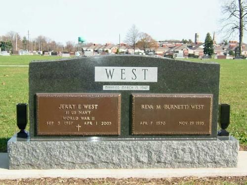 The grave of jerry e west and reva m burnett west