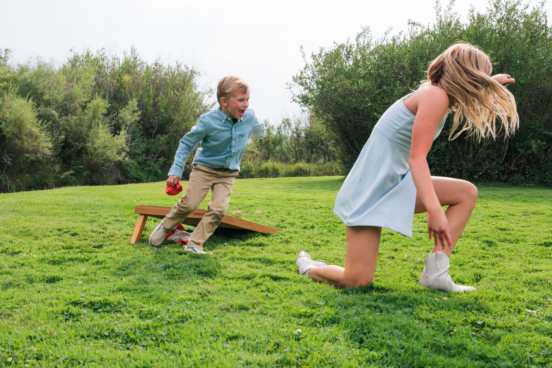 kids having fun in meadow at El Western
