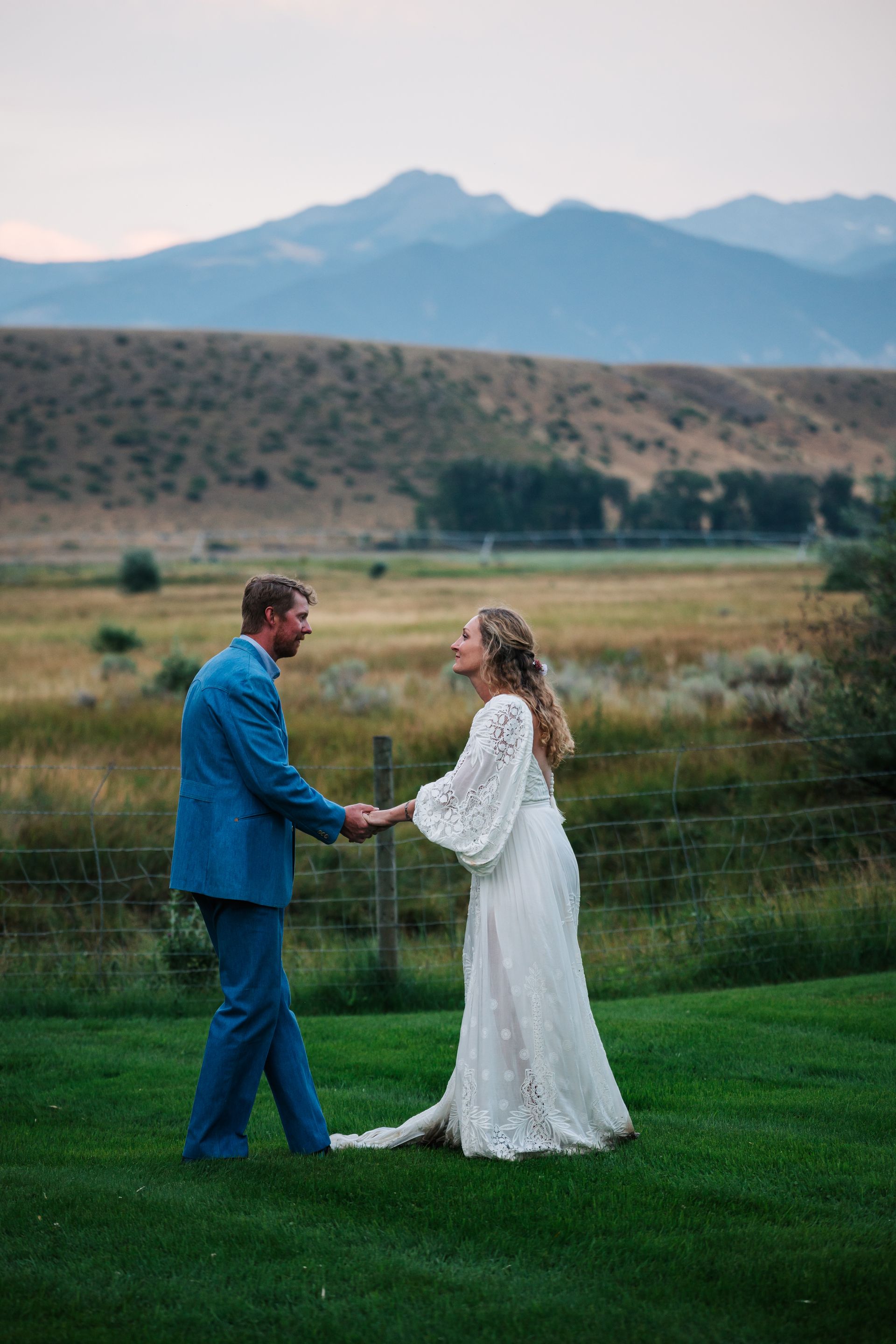 bride and groom in outdoor event venue