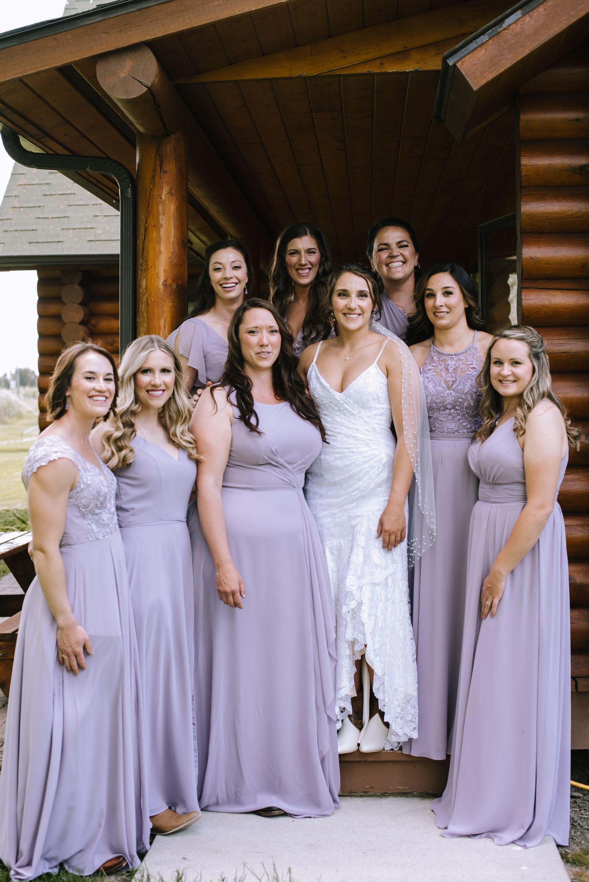 Wedding party infront of cabins at El Western