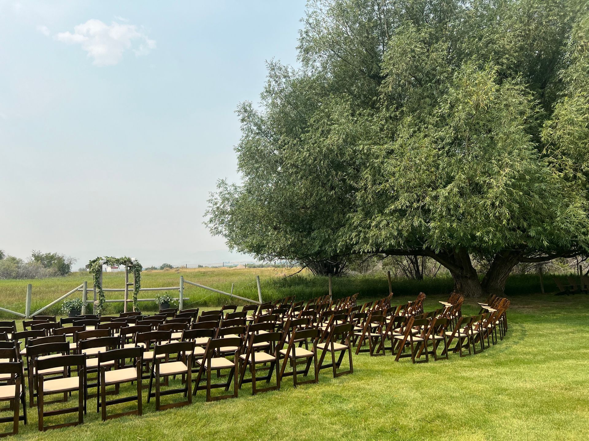 Wedding Ceremony Set Up On Meadow