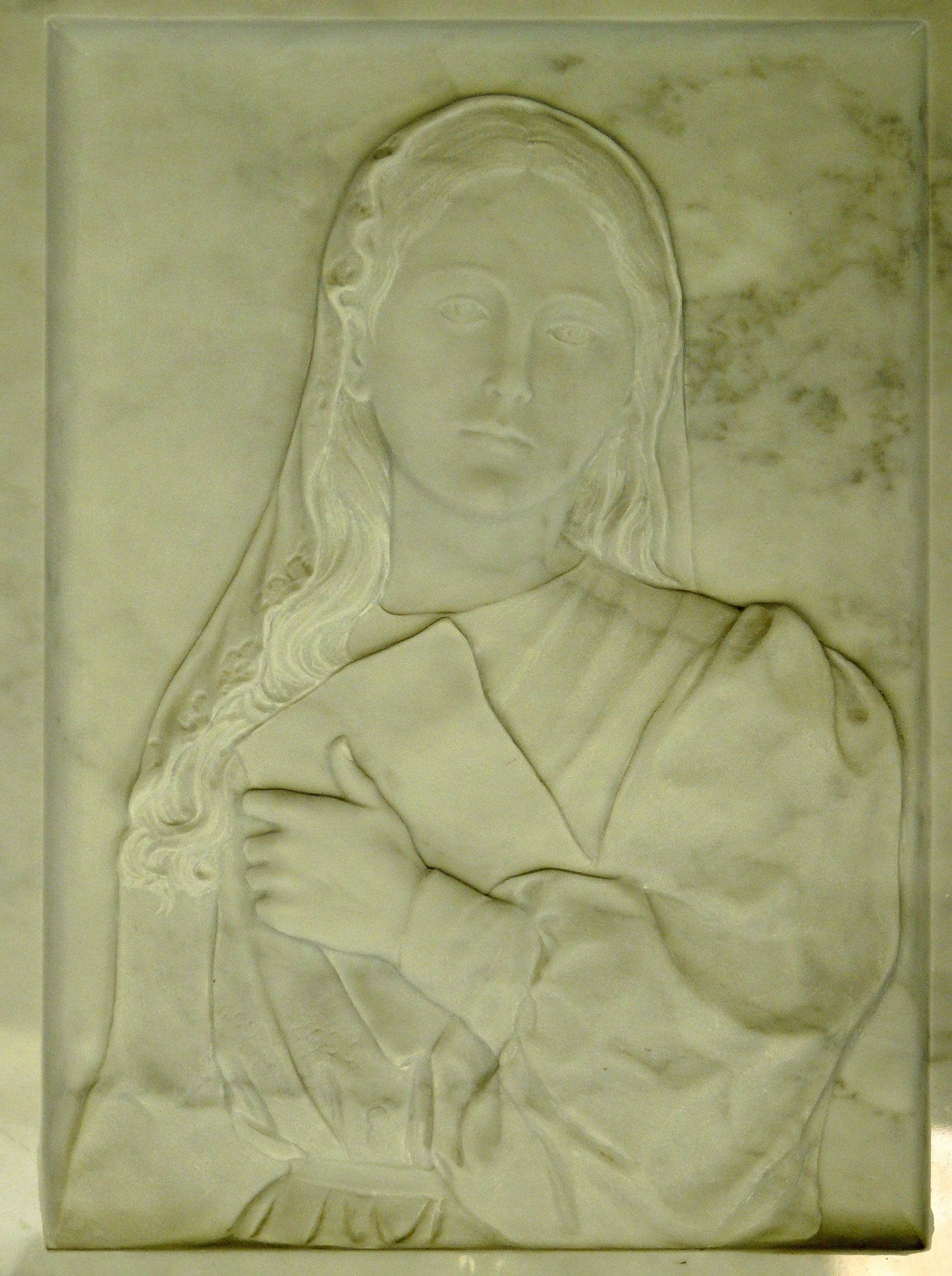 bassorilievo su marmo giallo rappresentante gesù