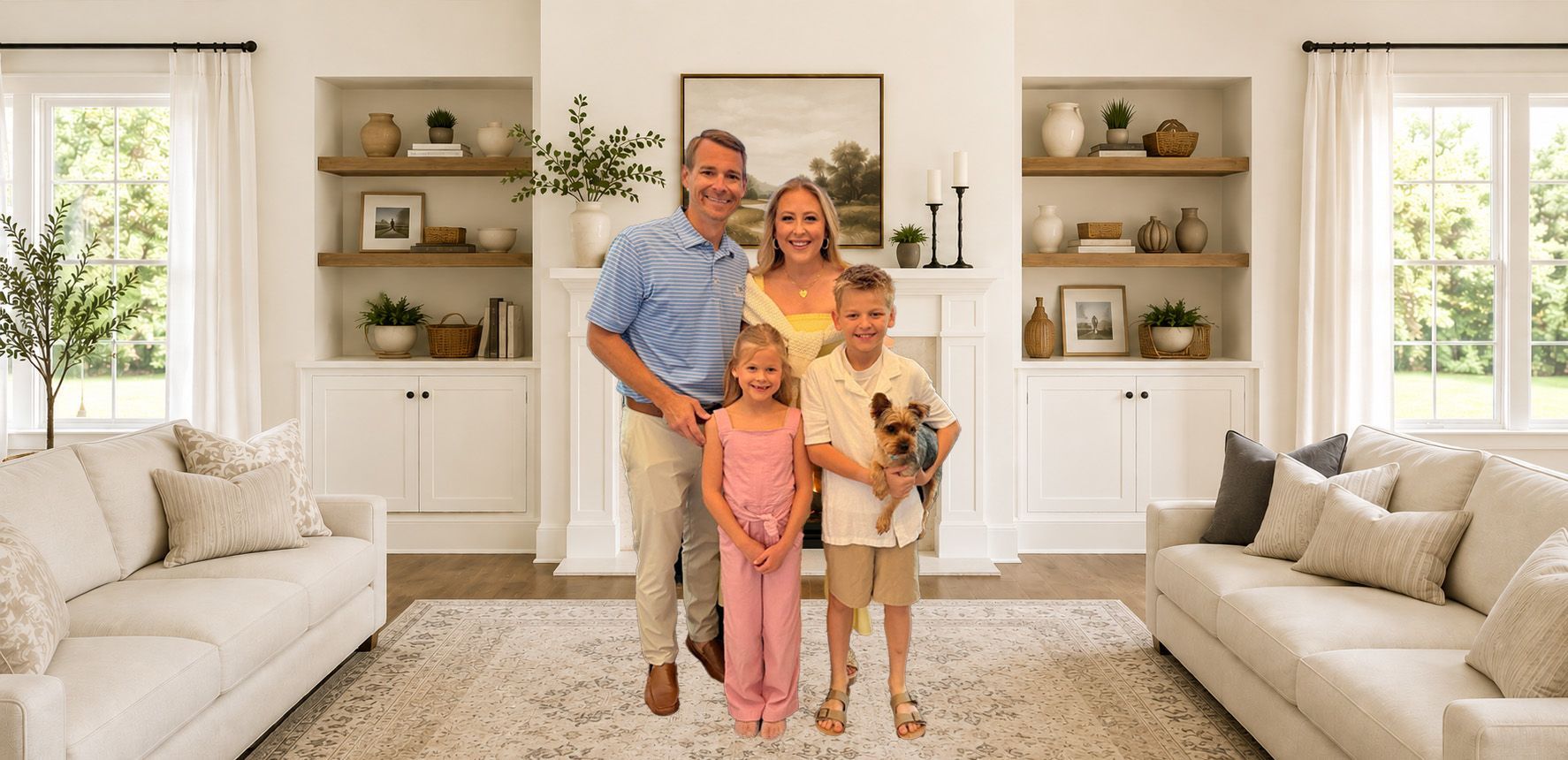 CapWealth advisor Hillary with her husband, Atlee, and their two children in their family
home.
