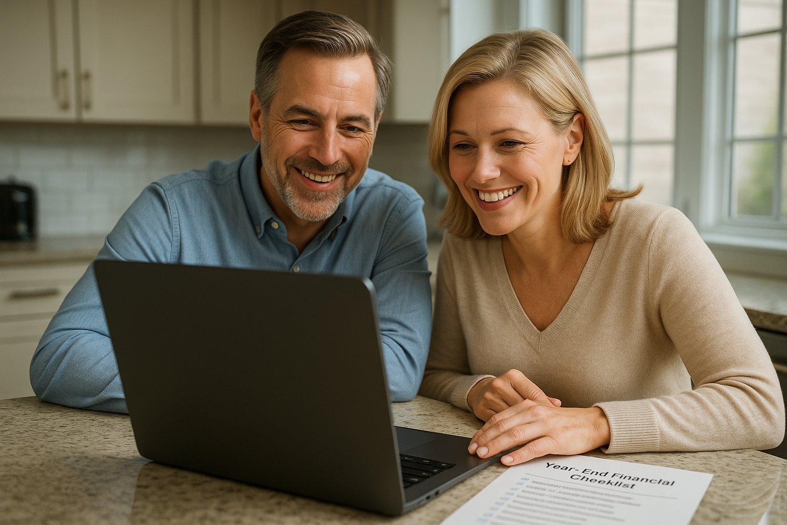A couple is reviewing their year-end financial checklist to start the new year off right.