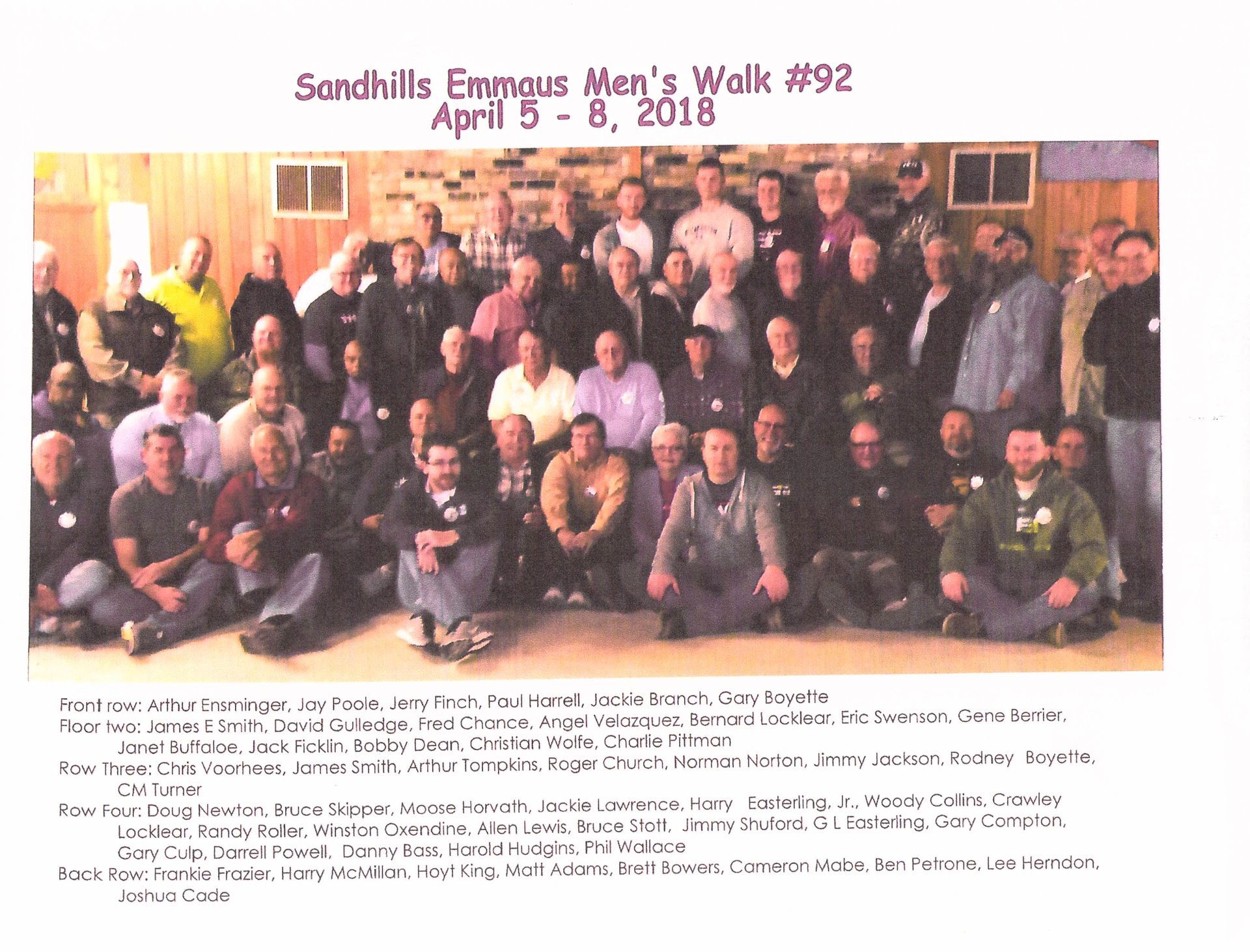 A group of men are posing for a photo at sandhills emmys men 's walk # 92