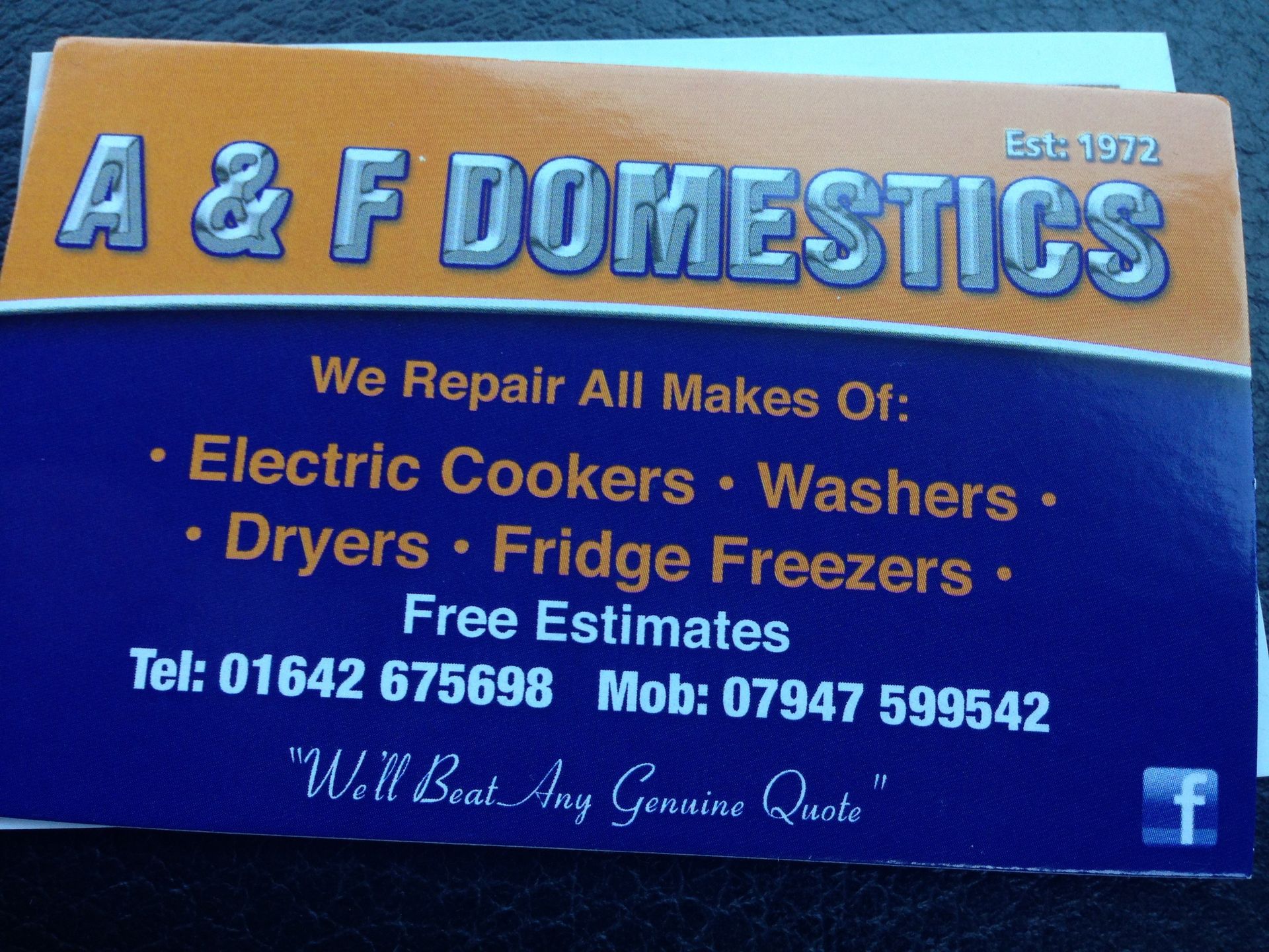 A & F Domestic Appliance Repairs vehicle