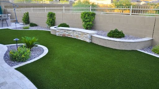 Backyard With Lush Green and Hardcape