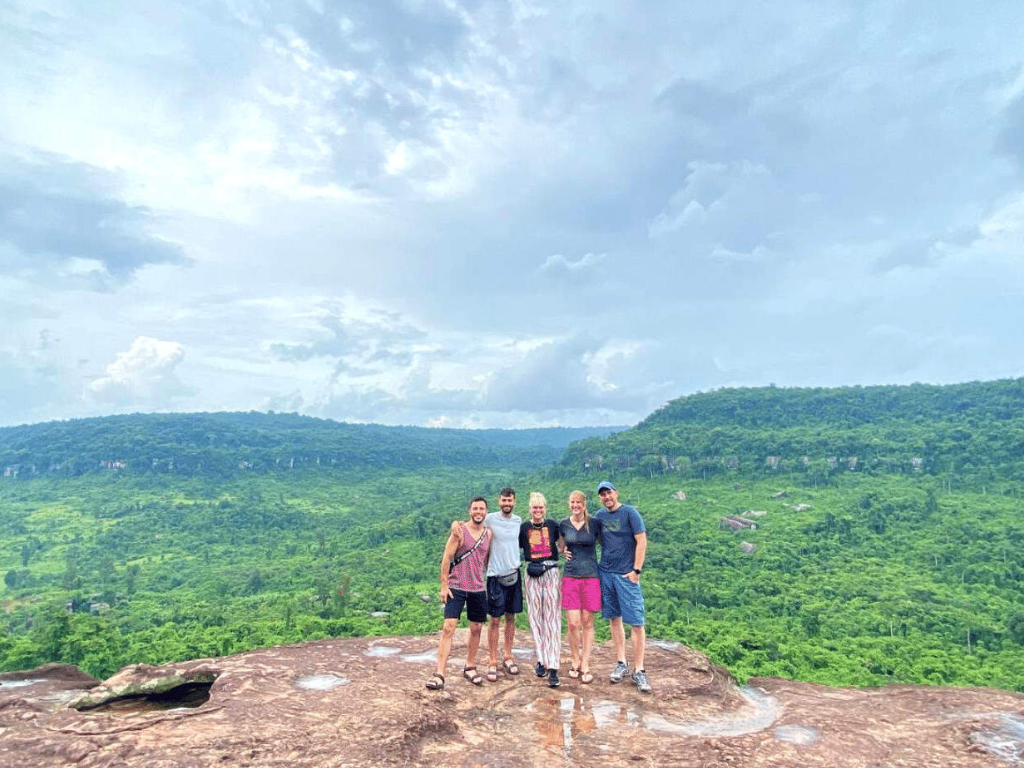 Tourists exploring Angkor Wat during a private Cambodia 14-day guided adventure.