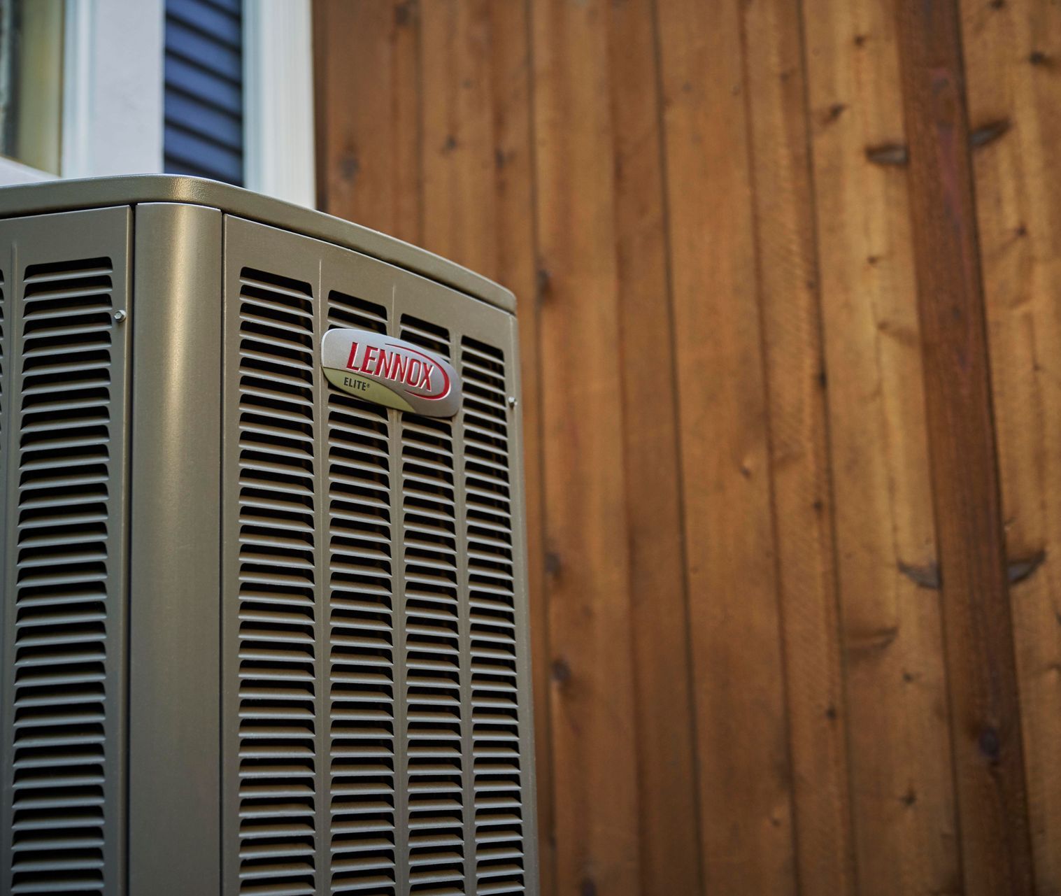 Lennox air conditioning unit outside.