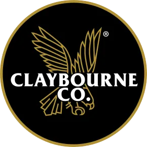 Claybourne Co. logo: black circle with gold border, gold eagle, white text.