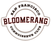 San Francisco Bloomerang Connoisseur Club logo: Circular with text and red