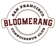 San Francisco Bloomerang Connoisseur Club logo: Circular with text and red 