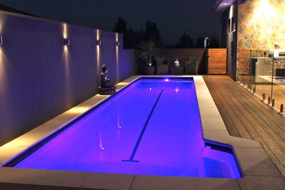 Paige Pollard Lap Pool By Night — Professional Pool Builder in Wagga Wagga, NSW